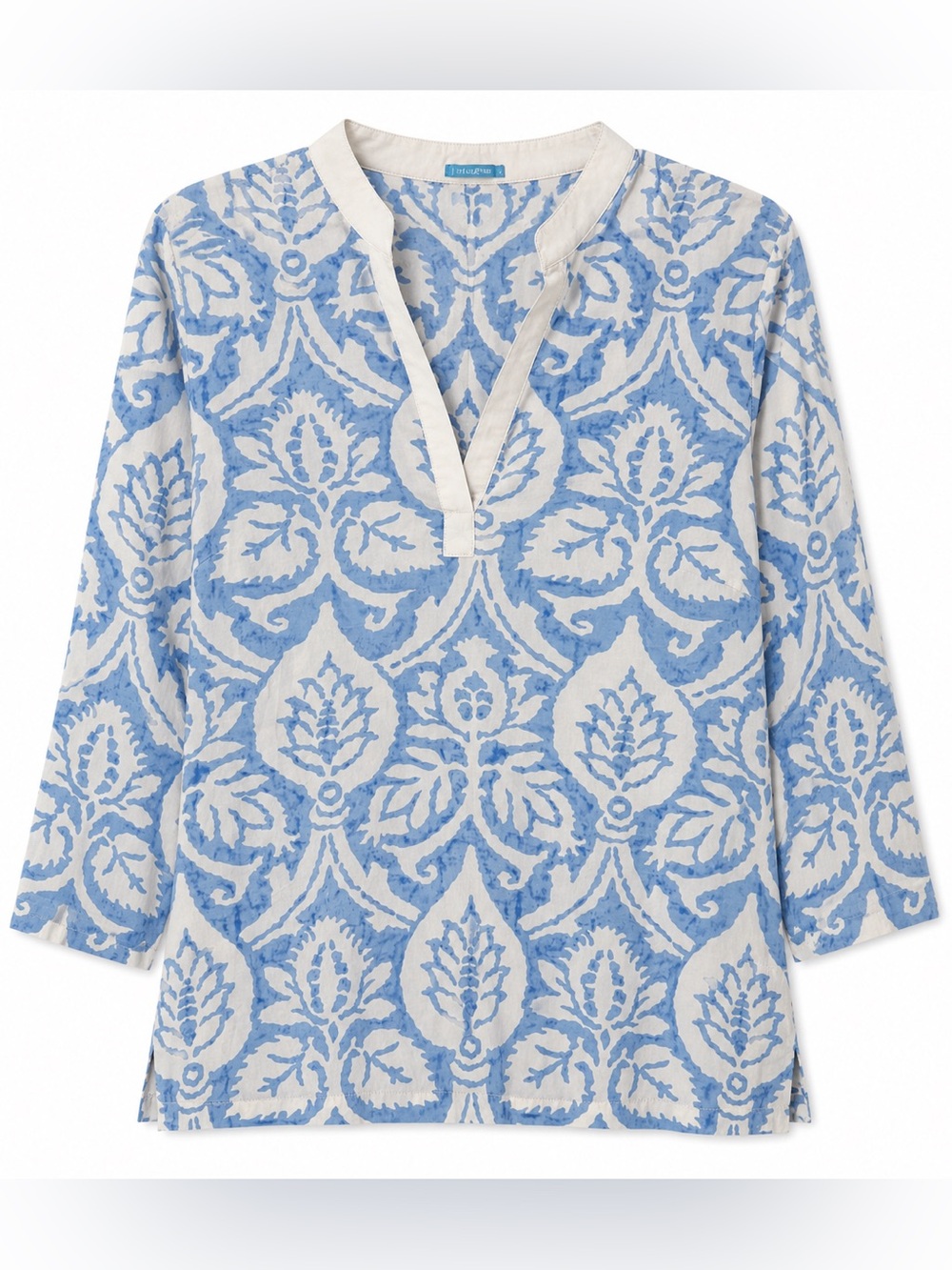 J. McLaughlin Silk Cotton Blend Blue and White Tunic Top- 10